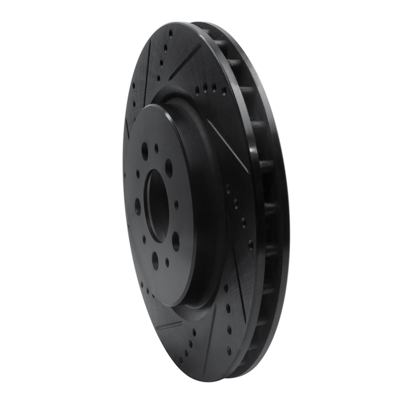 Volvo V70 Brake Rotor (1) - Rear Left - R1 Concepts - Drilled & Slotted - Black - `04-`07